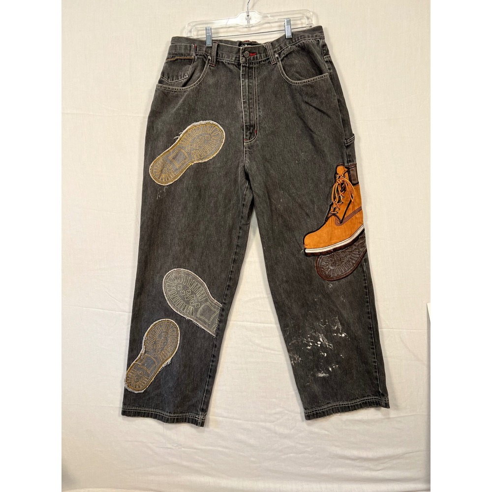 Raw Blue Classic Urban Denim Gray Boot Patch Carpenter Jeans Mens 36x31 3530